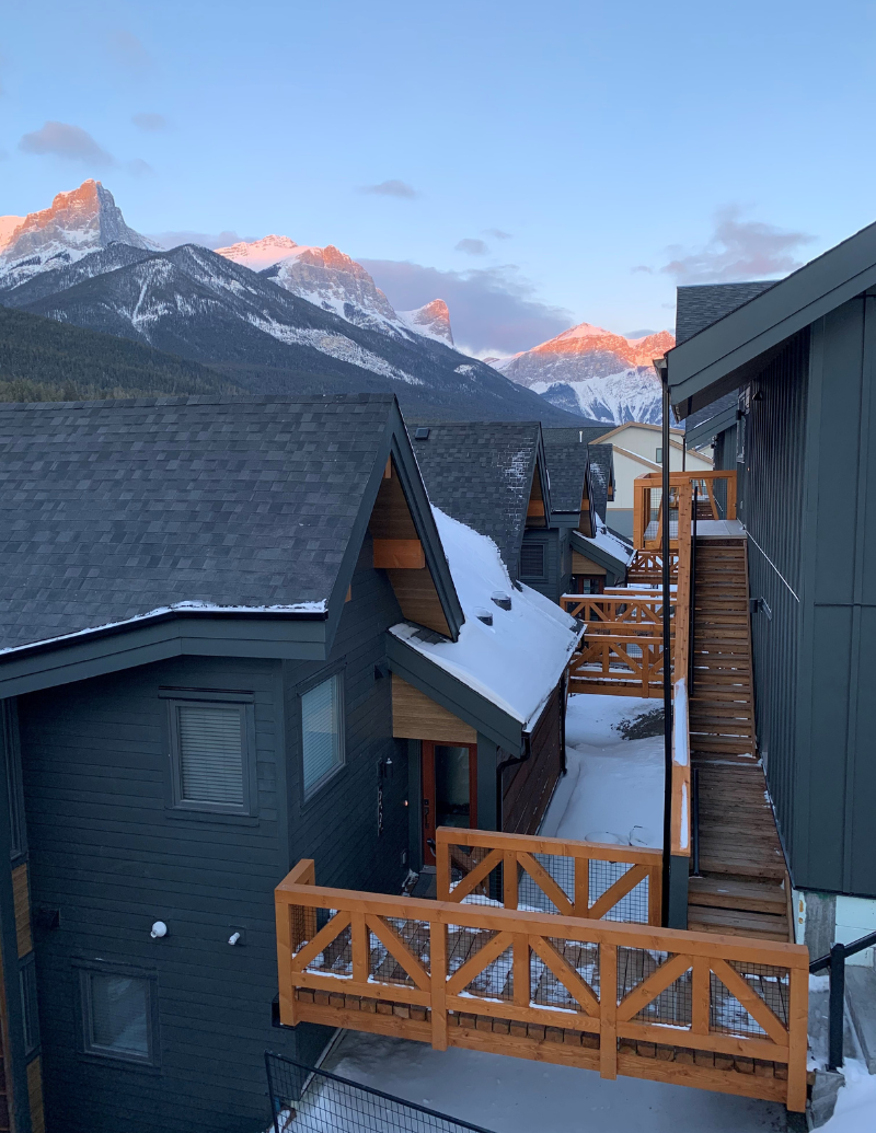 Ashton Construction Services (ACS) Projects - The Slopes at Stewart Creek - Canmore, Alberta - exterior winter